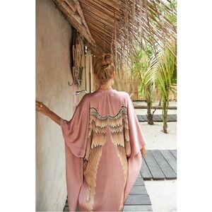 Chic Pink Angel Wing silk kimono